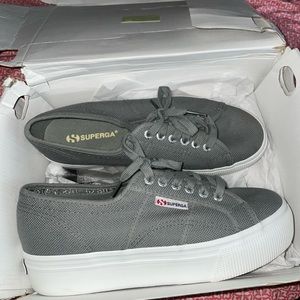 Superga grey sage platform sneakers